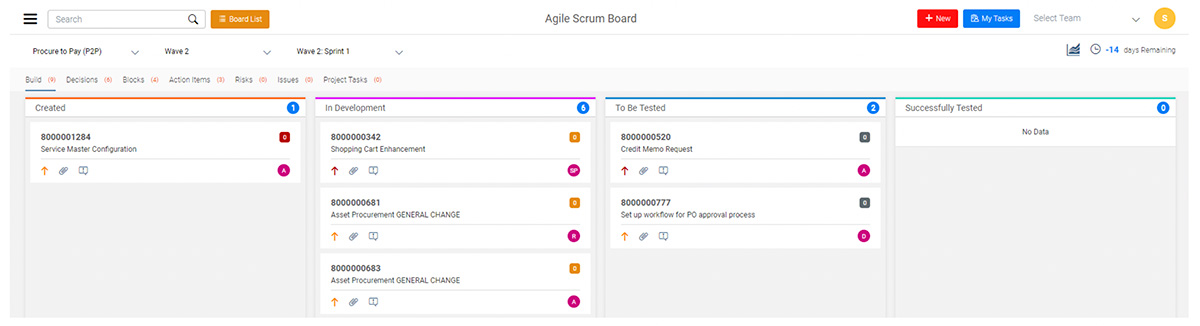 SAP Focused Build SP3 - CoreALM Scrumboard