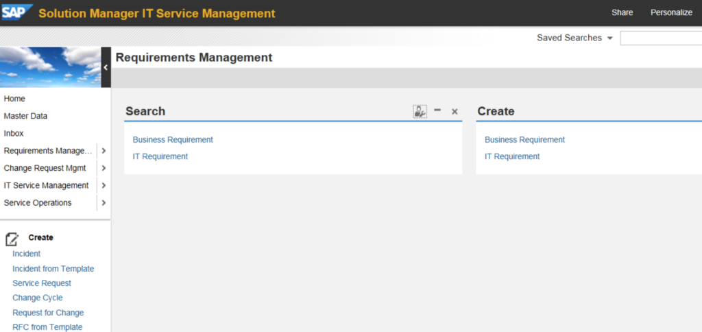 SAP Solution Manager 7.2 UI – IT Service Management