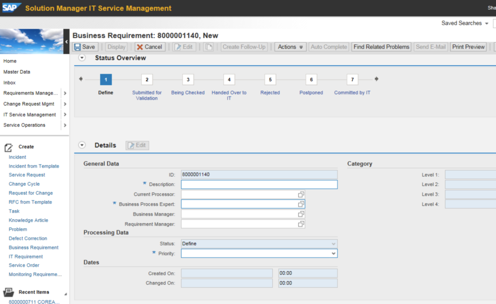 SAP Solution Manager 7.2 UI – IT Service Management