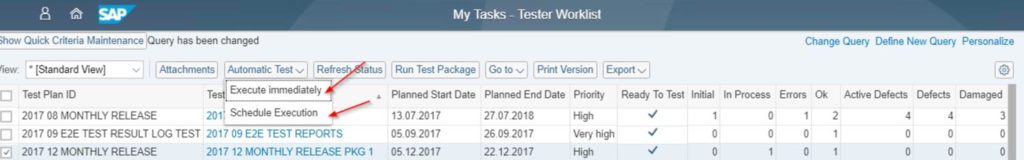 SAP SolMan Test Suite - Tester Worklist